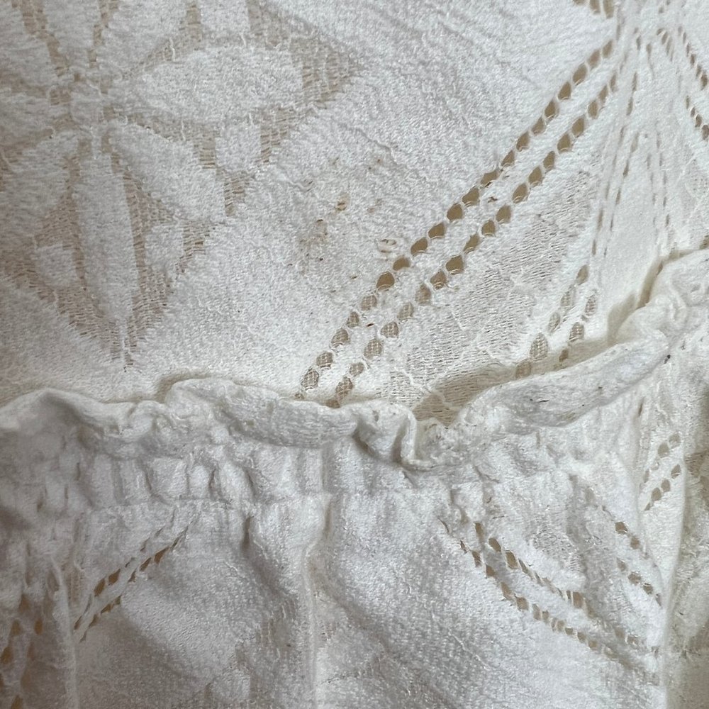 Sézane Livy Dress Parisian Ecru Off White Mix Woven Lace Short Puff Sleeve Mini - Picture 11 of 15